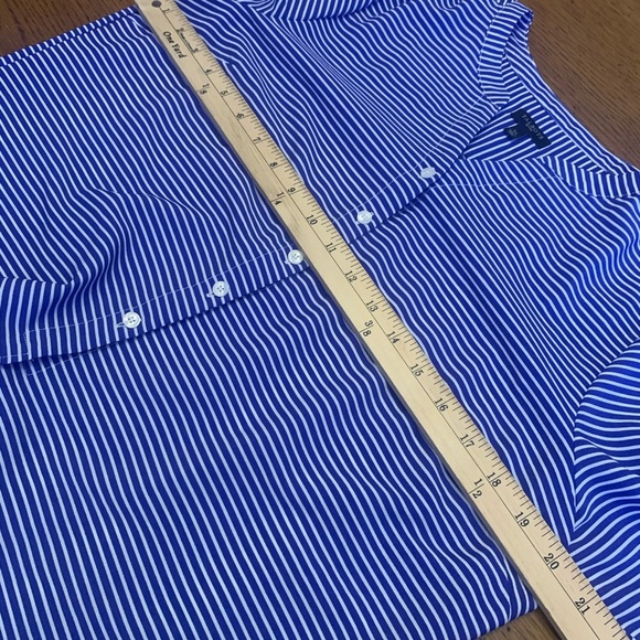 Talbots white and blue stripe tie front top - Picture 6 of 12